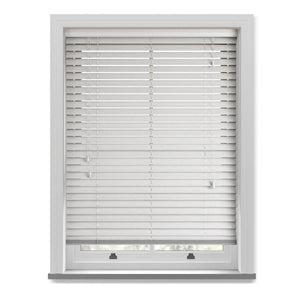 Arctic Oak White Fine Grain Faux Wooden Blinds 50mm