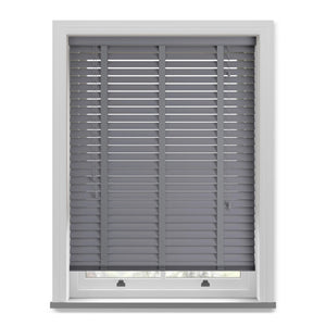 Fog Steel Grey Wooden Blinds 50mm With Tapes