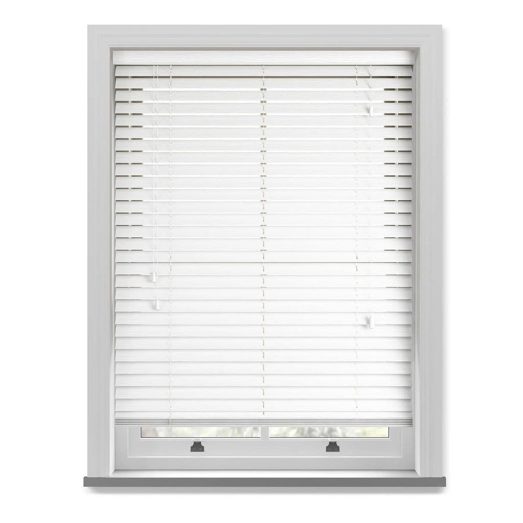 Natural Touch White Fine Grain Faux Wooden Blinds 50mm 